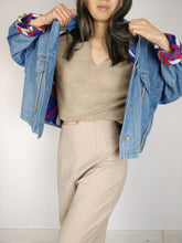 Load image into Gallery viewer, The Denim Queen | Vintage blue nautical embroidery lace denim jeans jacket M
