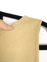 Load image into Gallery viewer, The Faux Suede | Vintage beige embroidery faux suede leather sleeveless mini dress S
