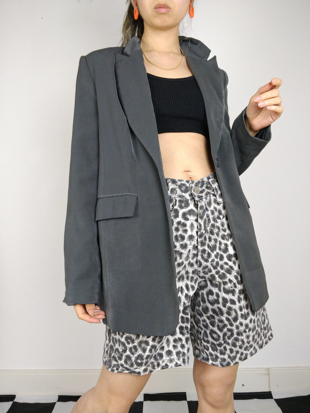 The Grey Blazer | Vintage dark grey blazer jacket 38 S