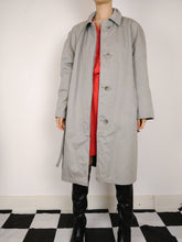Load image into Gallery viewer, The Double Trouble | Vintage cashmere wool grey reversible houndstooth checkered trench coat jacket M
