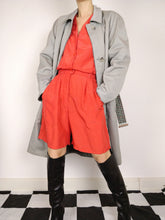 Load image into Gallery viewer, The Double Trouble | Vintage cashmere wool grey reversible houndstooth checkered trench coat jacket M

