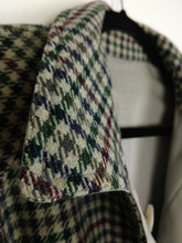 Load image into Gallery viewer, The Double Trouble | Vintage cashmere wool grey reversible houndstooth checkered trench coat jacket M
