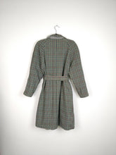 Load image into Gallery viewer, The Double Trouble | Vintage cashmere wool grey reversible houndstooth checkered trench coat jacket M
