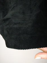 Load image into Gallery viewer, The Leather Top | Vintage real suede leather black crop spaghetti strap top S
