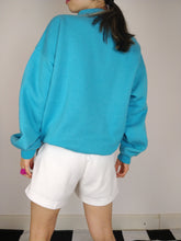 Load image into Gallery viewer, The Sky Sweatshirt | Vintage polo collar bright blue sweatshirt embroidery first sweater pullover M-L

