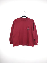 Load image into Gallery viewer, The Burgundy Sweatshirt | Vintage red flower embroidery sweater pullover S

