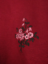 Load image into Gallery viewer, The Burgundy Sweatshirt | Vintage red flower embroidery sweater pullover S
