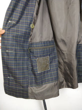 Load image into Gallery viewer, The Checkered Trench | Vintage grey checkered plaid pattern short trench coat jacket L
