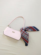 Load image into Gallery viewer, The Plaid Scarf | Vintage blue red white plaid pattern shiny scarf small square
