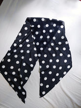 Load image into Gallery viewer, The Black Polka Scarf | Vintage black sheer white polka dot long shape light scarf
