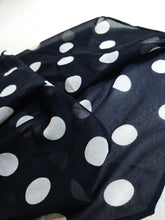 Load image into Gallery viewer, The Black Polka Scarf | Vintage black sheer white polka dot long shape light scarf
