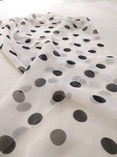 Load image into Gallery viewer, The White Polka Scarf  Vintage white sheer black polka dot long shape light scarf
