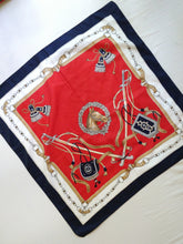 Load image into Gallery viewer, The Horse Scarf | Vintage baroque horse print pattern white blue red scarf square shape
