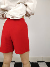 Load image into Gallery viewer, The Red Linen | Vintage linen shorts embroidery floral flower red XS

