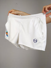 Load image into Gallery viewer, The White Tacchini | Vintage 90s Sergio Tacchini tennis shorts white embroidery XS-S
