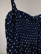 Load image into Gallery viewer, The Cute Top | Vintage dress top bodycon navy white floral embroidery polka dot pattern print strap XS

