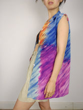 Load image into Gallery viewer, The Silk Canvas | Vintage flower floral pattern print silk sleeveless vest cami top blouse blue purple orange S
