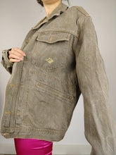 Load image into Gallery viewer, The Brown Denim Jacket | Vintage CB brown grey denim oversized jeans jacket unisex women men L-XL

