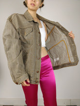 Load image into Gallery viewer, The Brown Denim Jacket | Vintage CB brown grey denim oversized jeans jacket unisex women men L-XL
