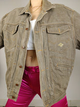 Load image into Gallery viewer, The Brown Denim Jacket | Vintage CB brown grey denim oversized jeans jacket unisex women men L-XL
