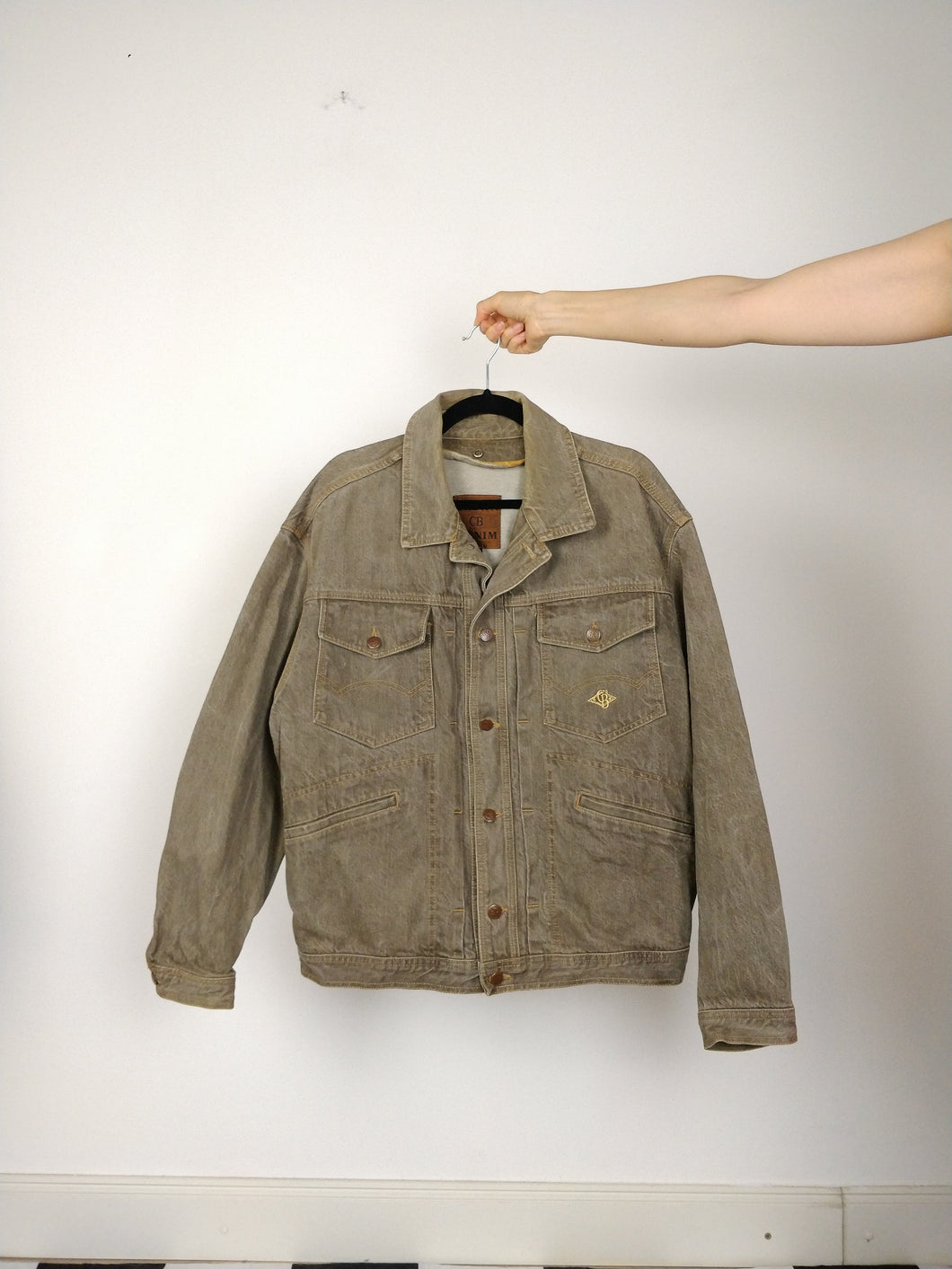 The Brown Denim Jacket | Vintage CB brown grey denim oversized jeans jacket unisex women men L-XL