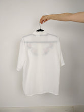 Load image into Gallery viewer, The Embroidery Blouse | Vintage white pink floral embroidery short sleeve blouse M-L

