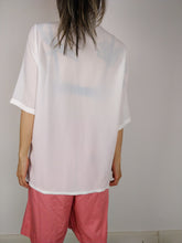 Load image into Gallery viewer, The Embroidery Blouse | Vintage white pink floral embroidery short sleeve blouse M-L
