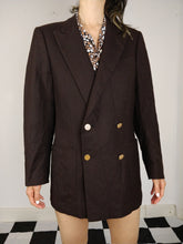 Load image into Gallery viewer, The Chocolate Blazer | Vintage oversized dark brown tailored blazer jacket double breasted S-M
