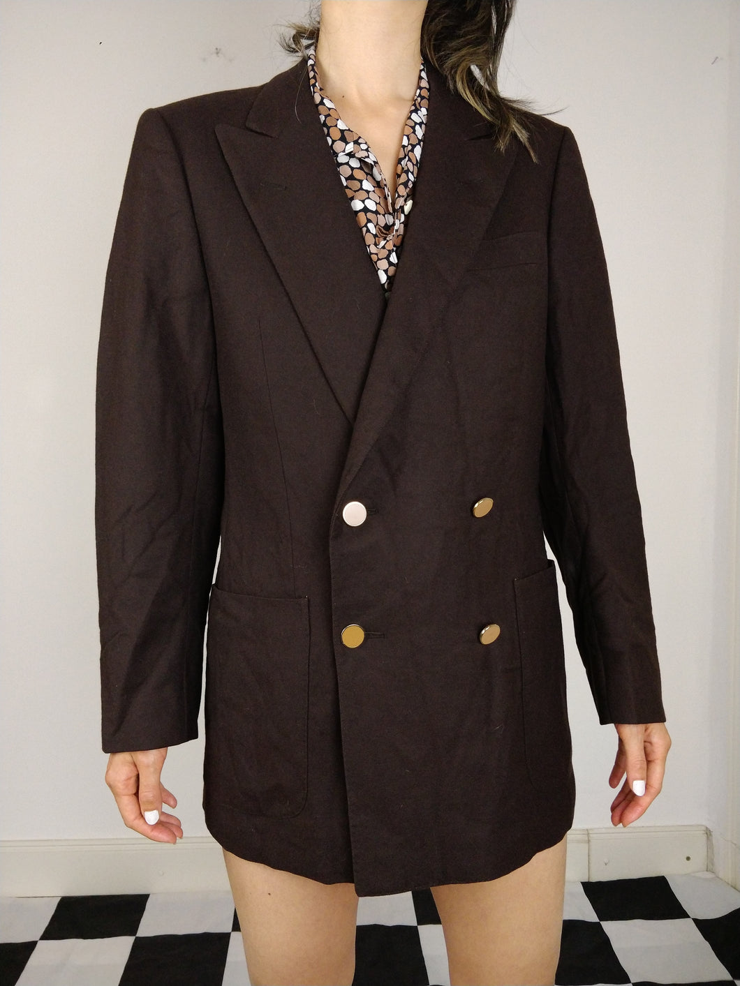 The Chocolate Blazer | Vintage oversized dark brown tailored blazer jacket double breasted S-M