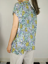 Load image into Gallery viewer, The Flower Romance | Vintage purple green floral flower print pattern blouse L
