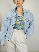 Load image into Gallery viewer, The Flower Romance | Vintage purple green floral flower print pattern blouse L
