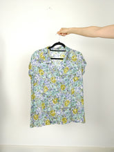Load image into Gallery viewer, The Flower Romance | Vintage purple green floral flower print pattern blouse L
