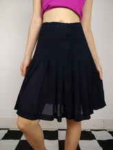 Load image into Gallery viewer, The Pleated Skirt | Vintage mini midi skirt black navy blue S
