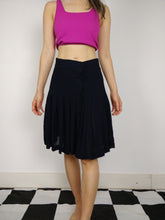 Load image into Gallery viewer, The Pleated Skirt | Vintage mini midi skirt black navy blue S
