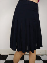 Load image into Gallery viewer, The Pleated Skirt | Vintage mini midi skirt black navy blue S
