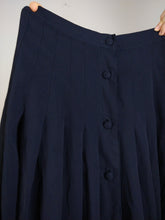 Load image into Gallery viewer, The Pleated Skirt | Vintage mini midi skirt black navy blue S
