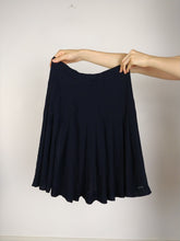 Load image into Gallery viewer, The Pleated Skirt | Vintage mini midi skirt black navy blue S
