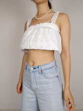 Load image into Gallery viewer, The White Embroidery Top | Vintage strap top cotton flower floral embroidery romantic feminine S
