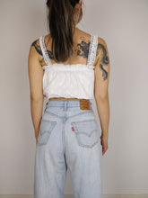 Load image into Gallery viewer, The White Embroidery Top | Vintage strap top cotton flower floral embroidery romantic feminine S
