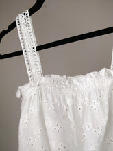 Load image into Gallery viewer, The White Embroidery Top | Vintage strap top cotton flower floral embroidery romantic feminine S

