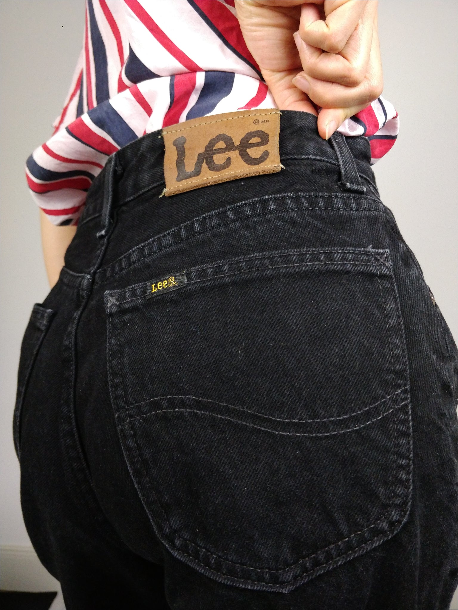 The Black Lee Jeans  Vintage Lee Jeans Oklahoma black denim high wais –  The Vintage Takeaway