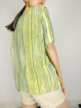 Load image into Gallery viewer, The Green Kiwi | Vintage blouse stripe pattern print green short sleeve M
