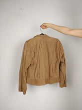 Load image into Gallery viewer, The Brown Suede Set | Vintage faux suede leather bomber jacket and high waist pencil skirt XS-S
