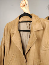 Load image into Gallery viewer, The Brown Suede Set | Vintage faux suede leather bomber jacket and high waist pencil skirt XS-S
