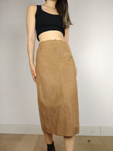 Load image into Gallery viewer, The Brown Suede Set | Vintage faux suede leather bomber jacket and high waist pencil skirt XS-S
