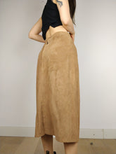 Load image into Gallery viewer, The Brown Suede Set | Vintage faux suede leather bomber jacket and high waist pencil skirt XS-S
