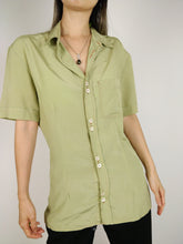Load image into Gallery viewer, The D&amp;G Shirt | Vintage designer Dolce &amp; Gabbana khaki green short sleeve plain blouse S
