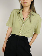 Load image into Gallery viewer, The D&amp;G Shirt | Vintage designer Dolce &amp; Gabbana khaki green short sleeve plain blouse S
