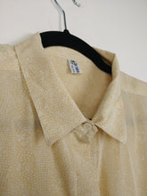 Load image into Gallery viewer, The Light Silk | Vintage silk blouse abstract print pattern light yellow long sleeve M
