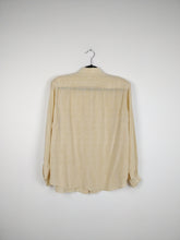 Load image into Gallery viewer, The Light Silk | Vintage silk blouse abstract print pattern light yellow long sleeve M
